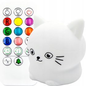   Gyermek éjszakai lámpa - Éjszakai lámpa cica macska gyerekek színes szilikon rgb