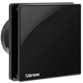   Harmann REY 100 fürdőszoba ventilátor higrosztát Üveg Fekete Fényes 100 mm