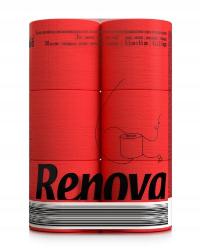 Vécé papír - Piros WC papír Renova 6 db