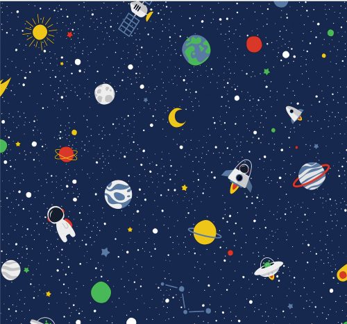 Tapéta a gyerekszobába - Háttérkép gyermekeknek Space Sky Planet Rocket