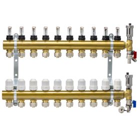  Sárgaréz elosztó 10 áramkör PEX16 adapterekkel