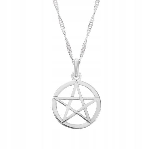  Ezüst pentagramos nyaklánc, fehér pentacle csillag