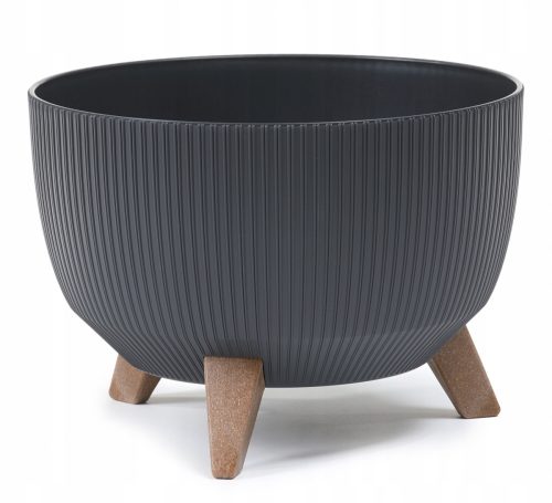  Lamela virágcserép 33 cm x 33 x 18,5 cm átmérője 33 cm műanyag grafit, szürke és ezüst árnyalatai