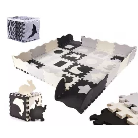  Ikonka KX6268 fekete-szürke-ekrü hab puzzle, 36 db