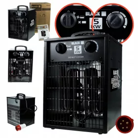    Elektromos légfűtő ventilátor Farelka Fekete 400V 5kW páramentesítő.