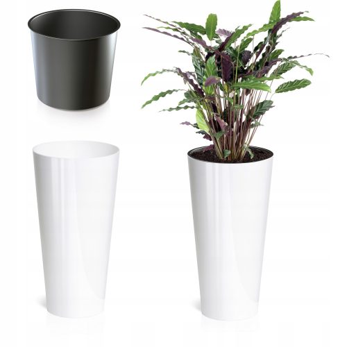 Virágcserepek - Prosperplast virágcserép 25 cm x 25 x 47 cm átmérője 25 cm műanyag fehér