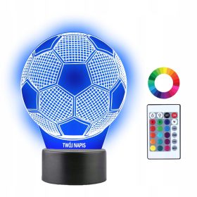   Gyermek éjszakai lámpa - 3D LED futball éjszakai fény távirányító név gravírozás