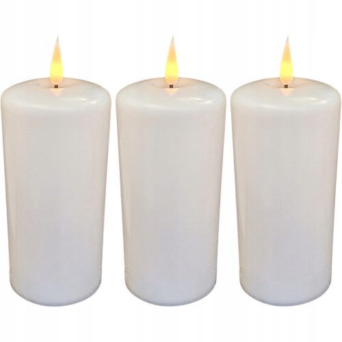 Gyertya sírhoz -  3 db NAGY LED GYERTYA KÉSZLET 18cm ELEMES TŰZ