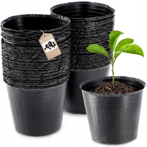  Kadax virágcserép 9,5 cm x 9,5 x 8,2 cm átmérője 9,5 cm műanyag fekete