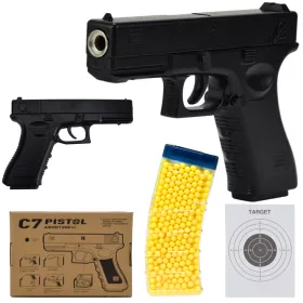    Pisztoly BBs Glock fém készlet 800 BB + matricás könyv, képregény Shop_lolki
