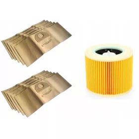    Szintetikus porszívózsák ASH-E26SK 10 db + Asahi szűrő Kärcher porszívóhoz 6.414-552.0