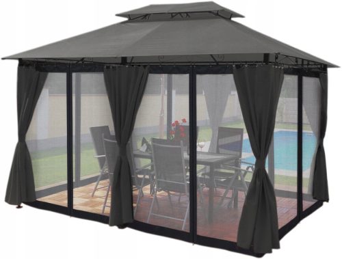 Pavilonok, előtetők - PAVILION KERTI SÁTOR 3x4 LED FALI SZÚNYONHÁLÓ