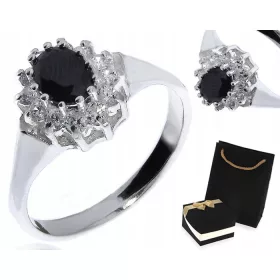    Ezüst gyűrű* fekete marquise* cirkóniák* ajándék lányoknak* 18 éves LgSP543