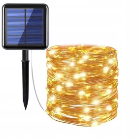   Függő kerti lámpa - GARLAND SOLAR KERTI LÁMPÁK 100LED 10M MELEG