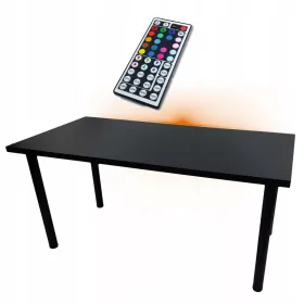 Fekete Gaming Desk 120x60x18 LED stabil