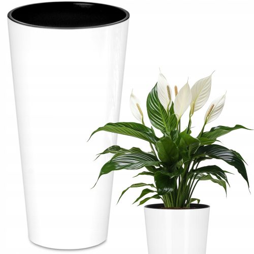  Deco4Home virágcserép 25 cm x 25 x 48 cm, fehér műanyag