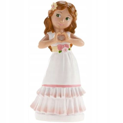  KOMMUNION torta figura, lány SZÍV, 16 cm