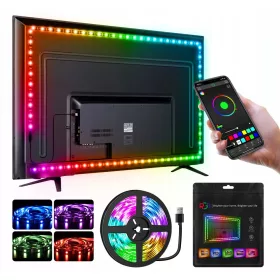   RGB USB LED szalag Bluetooth TV háttérvilágítás 5M Színes fényerő beállítása