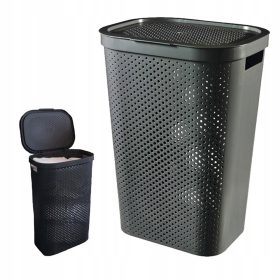   Curver 59l szabadon álló szennyeskosár, szürke és ezüst árnyalatokkal