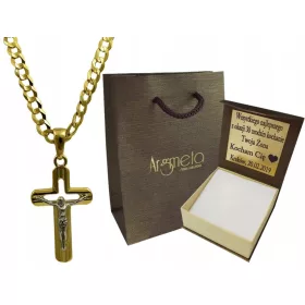    Arany páncéllánc 3,30 mm teljes kereszttel pr 585 ingyenes gravírozással