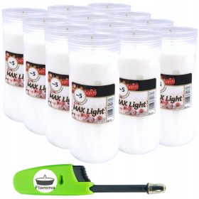   12× Paraffin betét gyertyákhoz Maxlight 16 cm + Behúzható gyertyagyújtó ingyen!