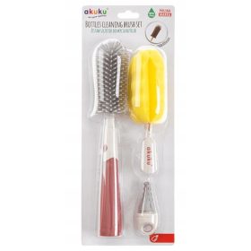   Tartozékok cumisüvegek mosásához - Akuku 3in1 szilikon palackkefe + szivacs