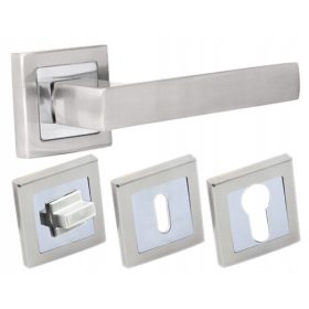   Ambition belső fogantyú Rövid, Négyzet alakú lemez, Hátlap WC-zárral, Hátsó lemez kulcslyukkal, Hátlap lyukkal betéthez