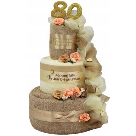   Törölköző szett - TORTA törölközők AJÁNDÉK Nagymama születésnapjára 60 70 80