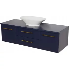  BELLI GOLD sötétkék fürdőszoba szekrény + mosdó 140