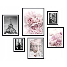   Falfestészet - 6x KERET KÉP PLAKÁT KERET PÁRIZS VIRÁG TORONY