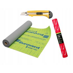   Eurovent szigetelő fólia 50 x 1,5 x 0,5 mm 135 g/m² + TÖRŐKÉS KÉS 18MM UNIVERZÁLIS