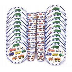   Eldobható étkészlet - Tányérok, csészék, járművek, autók, születésnapi fiú halmaza
