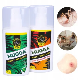    Mugga rovarriasztó spray 75 ml 104 g + Mugga Deet szúnyog- és kullancs spray 50% 75 ml