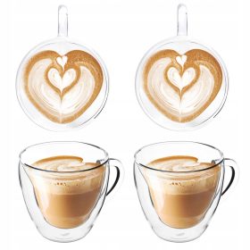   Koktél pohár - Kávé termál szemüveg latte szívkészlet 2