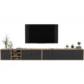  Függesztett TV állvány Loft TV komód Fekete MAT 300