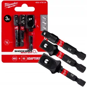   Milwaukee ütközési adapterek halmaza 1/4 3/8 1/2 ''