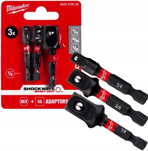 Milwaukee ütközési adapterek halmaza 1/4 3/8 1/2 ''