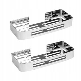   Fürdőszoba polc - 2x FÜRDŐSZOBA Zuhanyzópolc EZÜST LOFT acél