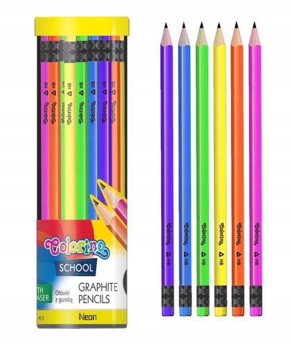 Ceruza - 48 x HB háromszög alakú ceruza a neon colorino csőben