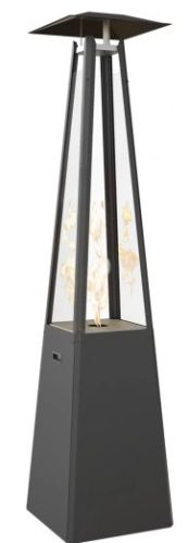Teraszfűtő - Gázmelegítő esernyő acél fekete 12 kW szett