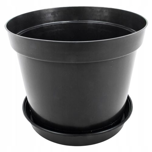  DonKwiat virágcserép 21 cm x 21 x 16 cm átmérő 21 cm műanyag fekete + 10× DonKwiat virágcserép állvány 18 cm műanyag
