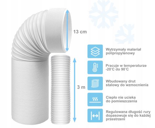 Légcsatorna - CSŐ HORDOZHATÓ KLÍMAHOZ 13cm 3m FEHÉR