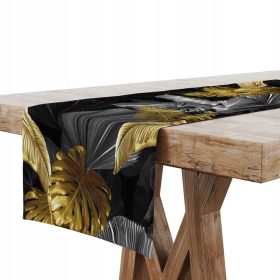   Abrosz, futó - Asztali futó, fekete, szürke árnyalatok, arany, 240 x 40 cm