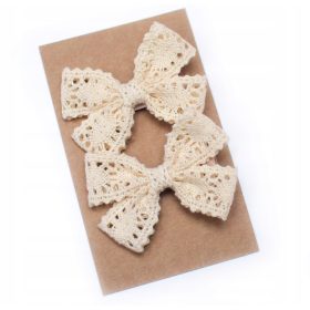   Gyermek hajcsat - Haj mandzsettagombok íjak csipke 2 db bézs