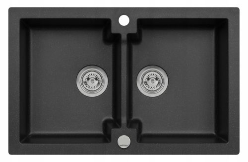 Mosogató - Moderno 2-Chamber Black Sink szifonnal