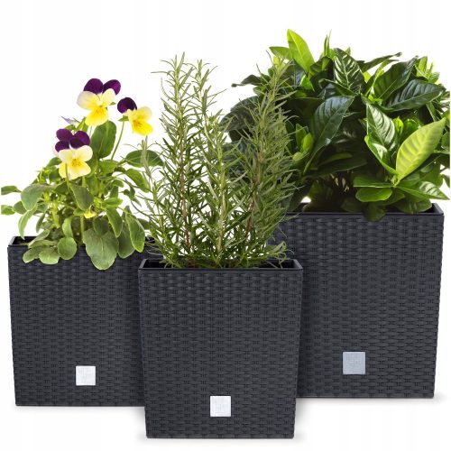  Prosperplast virágcserép 22,3 cm x 22,3 x 22,8 cm műanyag grafit