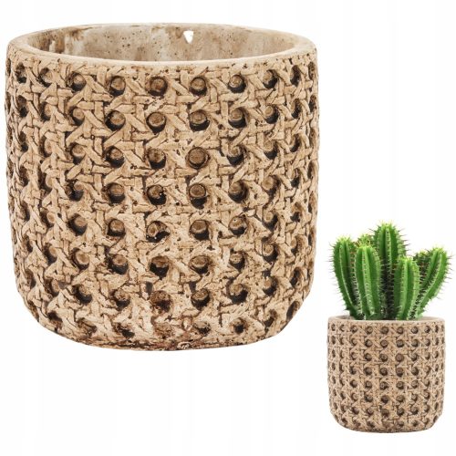  Duwen virágcserép 11 cm x 11 x 10,5 cm átmérőjű 11 cm kerámia barna és bézs árnyalatok
