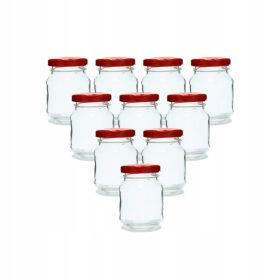  Üvegek, átlátszó és piros, 80 ml, 7x5 cm, 100 db