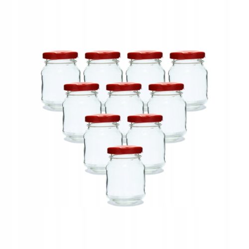  Üvegek, átlátszó és piros, 80 ml, 7x5 cm, 100 db