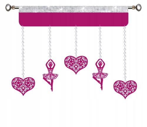 Átlátszó függöny a gyerekszobába - Függönyképernyő nyitott Garland Ballerina Glamur Heart of Glamur